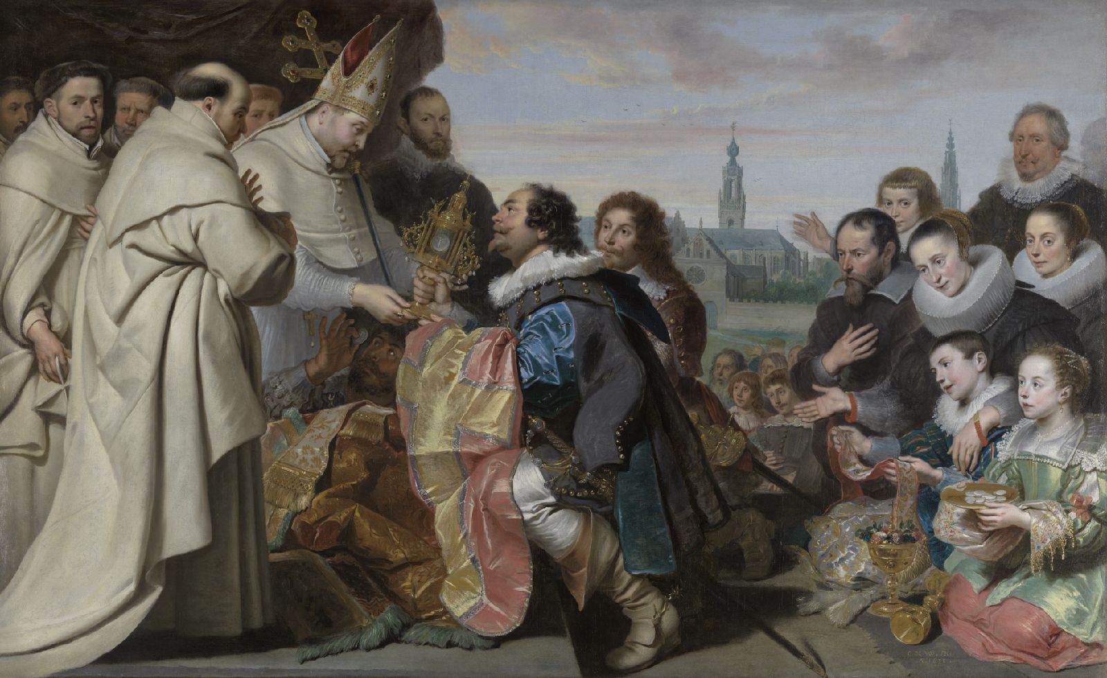 Cornelis de Vos, The Restitution of the Church Treasures to Saint Norbert after the Defeat of the Heretic Tankelin, with a Portrait of the Snoeck Family