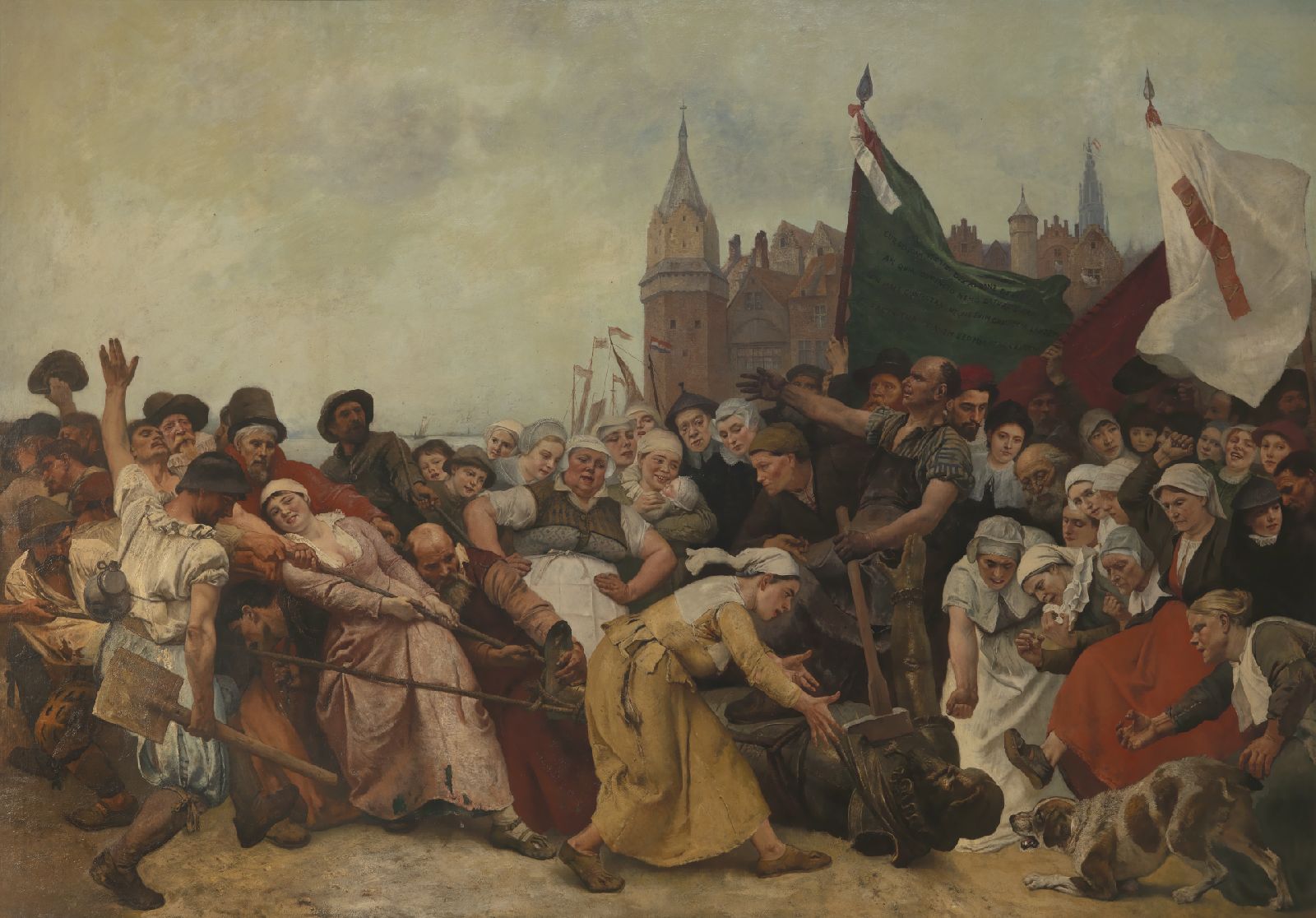 Charles Verlat, The Shattered Statue of the Duke of Alva Being Dragged Through the Streets