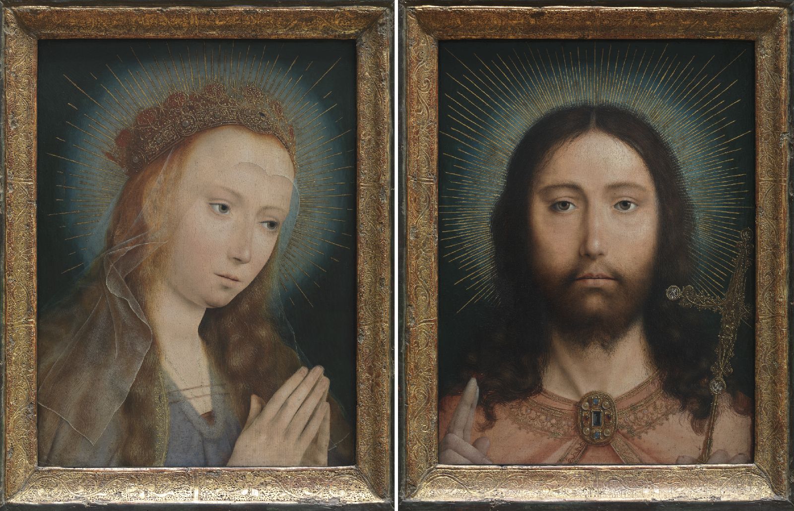 Quinten Massijs, Christ Salvator Mundi and Mary at Prayer