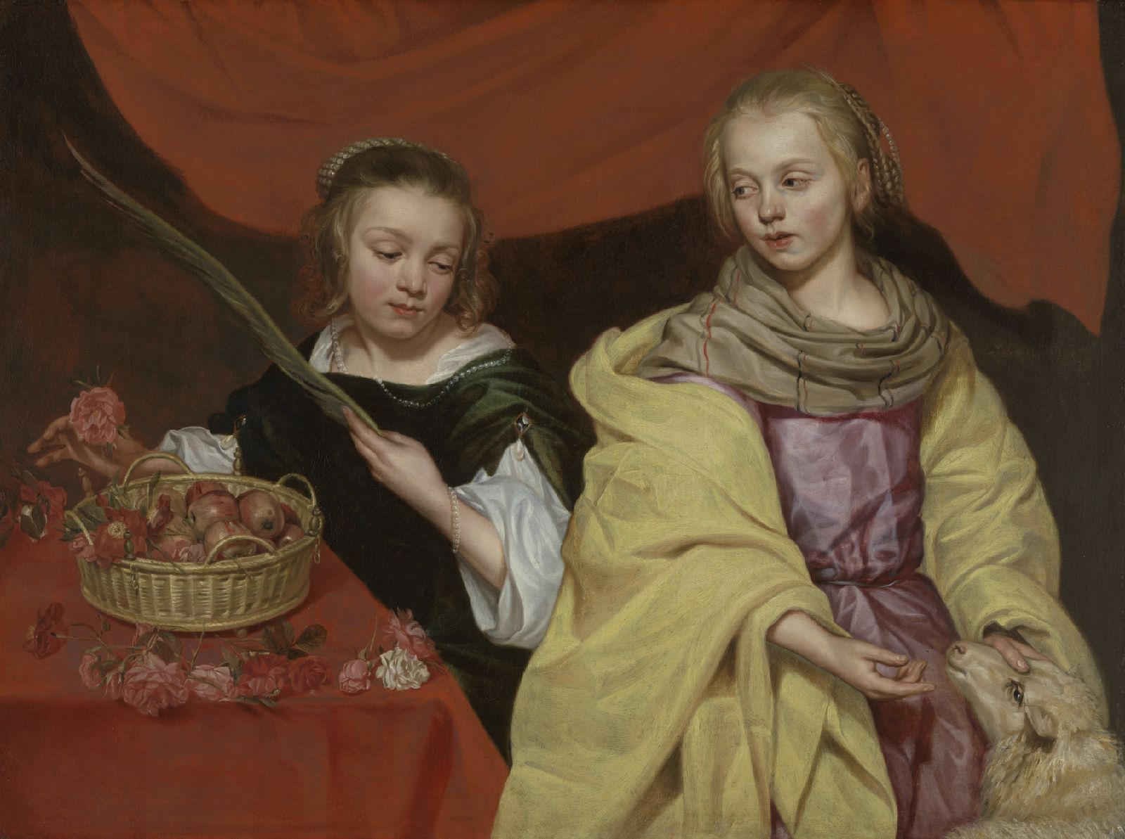Michaelina Wautier, Two Girls as Saint Agnes and Saint Dorothy
