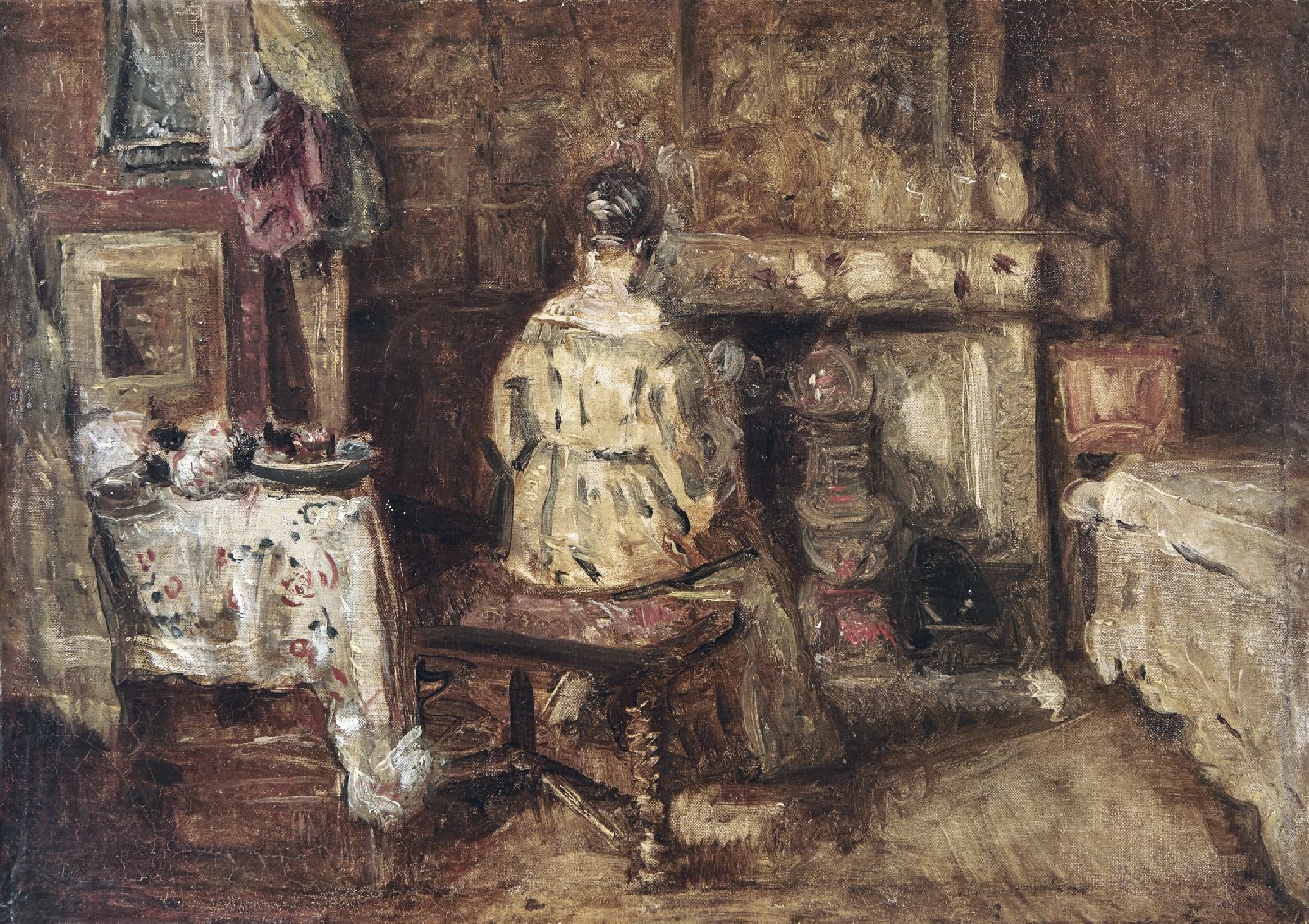 Henri De Braekeleer, Woman in Front of the Fireplace