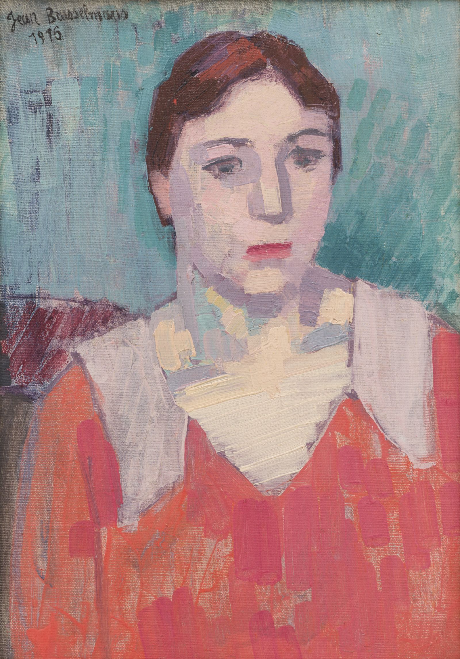 Jean Brusselmans, Young Woman in Red Dress